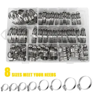 101 cái kẹp ống thép không gỉ kẹp bánh răng sâu có thể điều chỉnh kẹp ống kẹp ống kẹp dụng cụ cố định kẹp ô tô + cờ lê - Product Image 2