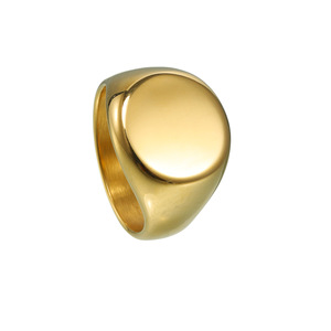 RVS vacuüm-geplateerde 17mm heren ronde signet ringen 18K verguld persoonlijkheid logo aanpassing modieuze ringen - Product Image 6