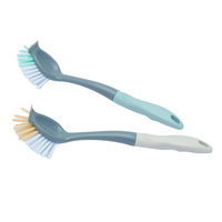 DS4044 Brosse à vaisselle de cuisine pour le nettoyage des casseroles Brosse à vaisselle à poils rigides avec grattoir Brosse à vaisselle