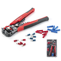 Kit d'outils multifonctionnels pour électricien 61 pièces AWG 22-10, comprenant des connecteurs, un pince à sertir, un dénudeur de fils automatique et des bornes