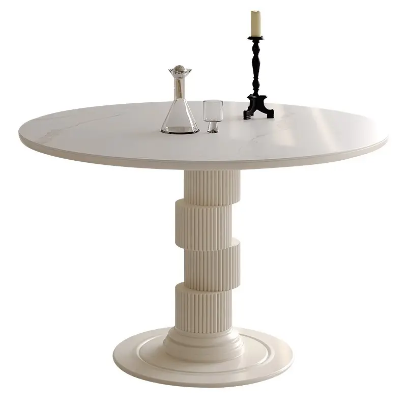 Aomisi Casa phong cách Ý thiết kế độc đáo gỗ sồi cơ sở bàn ăn cứng Slate Board Top bàn tròn cho nhà hàng phòng ăn