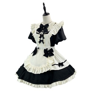Zixiao Lolita Maid Dress Women Black White Apron Flutter Sleeves Elegant Soft Girl Style - Product Image 5