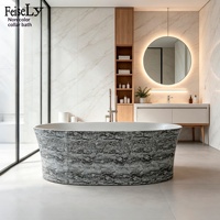 Baignoire autoportante ovale de luxe abordable, style designer, aspect travertin, pour adultes, idéale pour la maison, les maisons d'hôtes et les hôtels