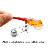 Leurre de surface flottant 7,5 cm 6,2 g, type libellule, popper, insecte bionique, avec hameçon triple, pour la pêche en eau douce au bar et au poisson-serpent
