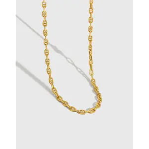 Золотистый чокер с цепочкой из стерлингового серебра, для мужчин и женщин