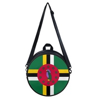 Sac à main rond en PU avec drapeau de la Dominique pour femme, sac à dos multifonctionnel pour voyage en plein air