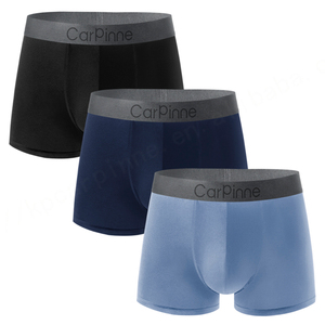 Venta al por mayor Calzoncillos bóxer para hombre respirables suaves sin mosca tronco de tiro medio personalizable marca de bambú ropa interior para hombre con logotipo personalizado - Product Image 1