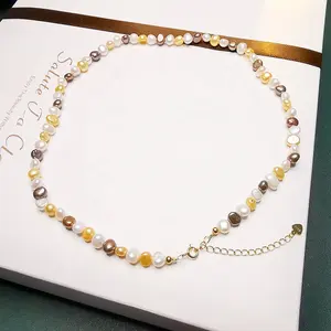 Collier baroque ras du cou en perles naturelles en argent 925, design coloré pour femmes, nouveaux modèles