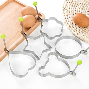 Juego de moldes para freír huevos de acero inoxidable, forma de corazón, estrella y flor, antiadherente, para hacer huevos fritos, herramienta de cocina - Product Image 2