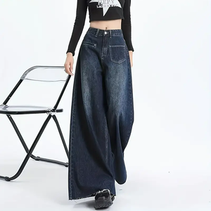 Fashional Street femmes taille haute jambe <span class=keywords><strong>large</strong></span> <span class=keywords><strong>jean</strong></span> tenue décontracté ample respirant jambe droite <span class=keywords><strong>Jean</strong></span> pantalon De Mujer - Product Image 2