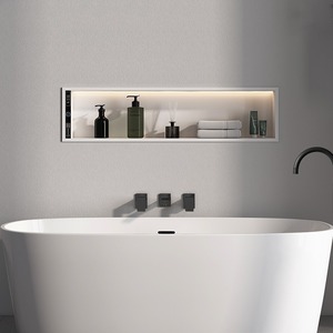INTERLAN WC8221 Meuble-lavabo moderne autoportant pour salle de bain, miroir <span class=keywords><strong>argent</strong></span>é, <span class=keywords><strong>bois</strong></span>, acier inoxydable, mural, encastré, usage hôtelier, classique - Product Image 4