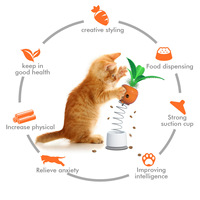 Distributeur interactif de friandises pour chat avec ventouse, jouet à ressort en forme de carotte, jouet de puzzle pour chat avec plumes pour jeu en intérieur