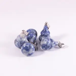 HZ, gran oferta, piedras de cristal curativas naturales, punto azul, jaspe, jade, calabaza, colgante para decoración, artesanías de piedra semipreciosa