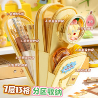 Trousse à dos grande capacité multicouche pour fournitures scolaires, en tissu transparent mignon, pour écoliers, avec fermeture