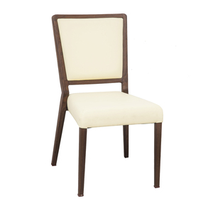 Hotel de lujo Restaurante Comedor Muebles Fabricante Subasta Restaurante Sillas Metal Durable Grano de madera Silla de hotel - Product Image 1