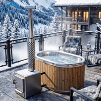 2-4 Personen Holzbeheizter Whirlpool - Edelstahl+Rote Zeder, Netzunabhängig, Ohne Strom, Gästeerlebnis-Booster für Boutique-Hotels