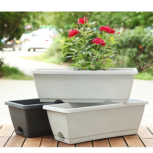 Jardinières rectangulaires en plastique, longues jardinières à fleurs avec système d'arrosage automatique et plateau <span class=keywords><strong>de</strong></span> récupération des eaux pour <span class=keywords><strong>balcon</strong></span> - Product Image 2