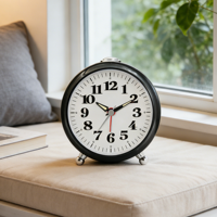 Offre Spéciale – Réveil Silencieux Moderne en Plastique à Quartz, Cadran Circulaire de 4 Pouces, Aiguille Analogique, Alarme Crescendo, Fonction Snooze Progressive, Veilleuse