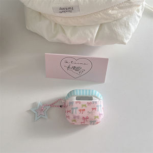 Funda de auriculares compatible con impresión suave IMD para <span class=keywords><strong>AirPods</strong></span> 3rd 4th Generation 2nd <span class=keywords><strong>Pro</strong></span> Generation-Colgante de estrella con nudo de mariposa colorido - Product Image 3