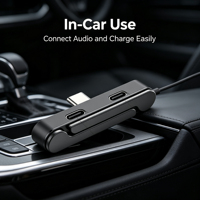 Support de téléphone portable pliable de bureau, adaptateur de charge et de données 2-en-1 double Type-C, répartiteur USB-C à angle droit pour smartphone et tablette