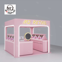 Présentoir M2 Kiosque de centre commercial rose moderne Kiosque de cosmétiques Design de magasin de soins de la peau Magasin de maquillage Kiosque d'ongles Présentoir de cosmétiques