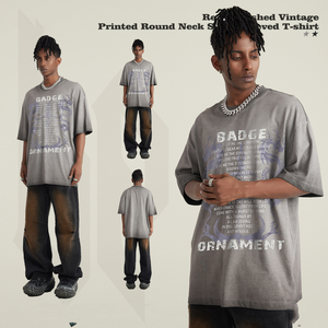 Chu <span class=keywords><strong>Fei</strong></span> <span class=keywords><strong>Ya</strong></span> 2024 ฤดูใบไม้ผลิปีใหม่ของมังกรพิมพ์ล้างReversibleรอบคอแขนสั้นRetro Streetเสื้อยืด - Product Image 3