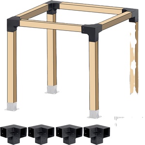 DIY Elevada De Madeira Prateleira Gazebo Suporte <span class=keywords><strong>3</strong></span> Way Suporte De Ângulo Direito - Product Image 4