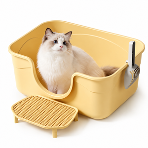 Bac à litière pour chat extra large semi-fermé en PP, côtés hauts, anti-éclaboussures, design carré, pour Maine Coon et foyers multi-chats - Product Image 1