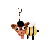 Peluche chiot abeille mignonne en polyester avec rembourrage en coton PP, figurine amusante, breloque de sac, porte-clés, cadeau d'anniversaire pour filles