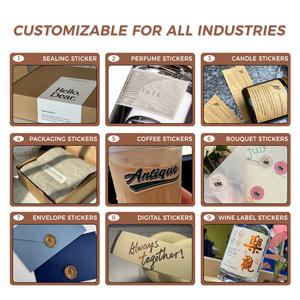 Autocollants personnalisés en papier grain de bois, impression couleur premium, autocollants adhésifs avec étiquettes d'emballage gaufrées incolores - Product Image 4