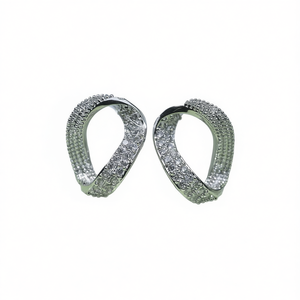 ต่างหูเงินแท้ 925 ดีไซน์หรูหราประดับคริสตัลรูปทรงเรขาคณิตสำหรับผู้หญิง เหมาะสำหรับงานปาร์ตี้ - Product Image 1