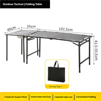 Table pliante tactique légère pour l'extérieur, table de camping, table de pique-nique en acier au carbone, facile à transporter