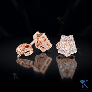 Lab Grown Diamond Initial Letter Luxury <b>Stud</b> Earrings Personalized 18K Solid Gold Brilliant Cut Classic Fine Women Jewelry - Product Image 2