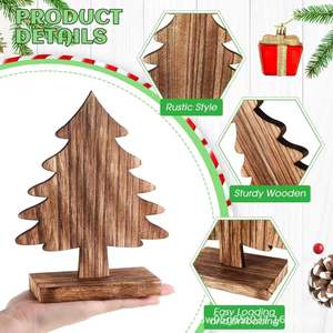 Ensemble de 3 mini-sapins de Noël en bois massif style campagnard, ornement de bureau écologique pour décoration intérieure - Product Image 5