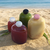 Bouteilles de boissons jetables en PET de qualité alimentaire, forme carrée plate, 100 ml, 250 ml, 350 ml, 500 ml, pour soda, jus et champagne, impression sérigraphique
