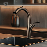 Keran Dapur OUBAO Produk Baru, Semprotan Tarik, Warna Hitam, Mixer Faucet