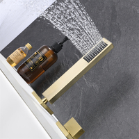 Haute qualité économie d'eau Style moderne luxe brossé doré fini laiton salle de bain baignoire mitigeur robinet