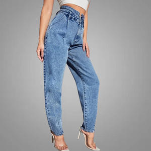 Le nuove donne di moda indossano Jeans a vita alta con tasca inclinata mamma <span class=keywords><strong>pantaloni</strong></span> da donna cerniera Fly carota <span class=keywords><strong>pantaloni</strong></span> da donna Denims <span class=keywords><strong>pantaloni</strong></span> tinta unita Jeans - Product Image 5