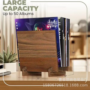 Wooden Vinyl <b>Record</b> Rack 13x12x14 Inch Large Capacity Storage For Up To 50 Albums CD Organizer Display <b>Stand</b> - Product Image 1