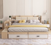 Ensemble de chambre à coucher de luxe nordique moderne en bois, avec lit simple, double ou très grand, et solutions de rangement spacieuses – Vente en gros