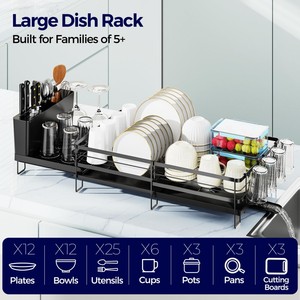 Grand égouttoir à vaisselle extensible avec drainage automatique, égouttoir à vaisselle amélioré pour comptoir de <span class=keywords><strong>cuisine</strong></span> - Product Image 3