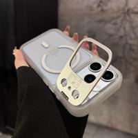 Étui de luxe transparent avec support magnétique pour objectif et recharge sans fil pour iPhone 18 17 16 15 14 13 12 11 Pro Max