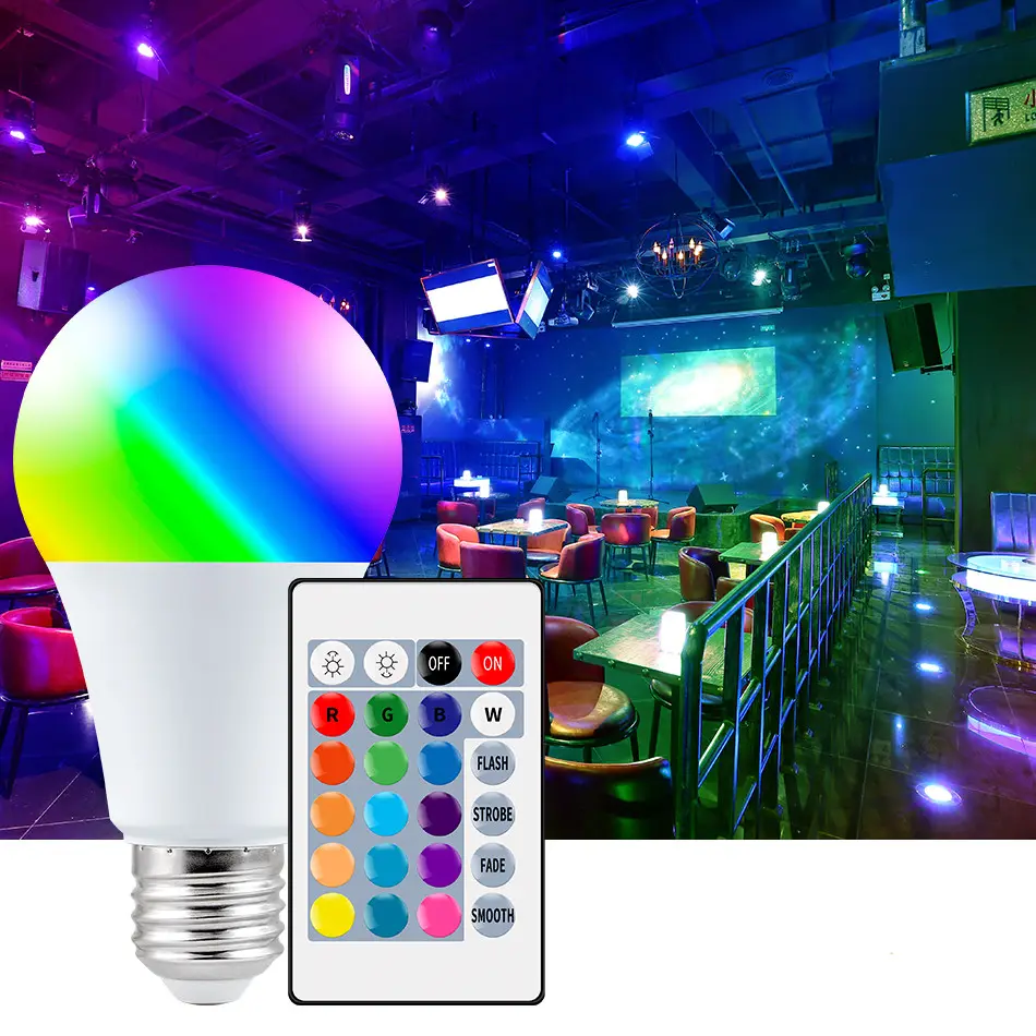 Alibaba Verlichting Voor E27 Afstandsbediening 16 Color Rgb A60 E27 Led Gloeilamp