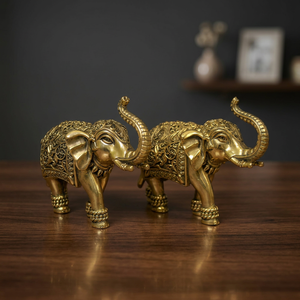 Handcrafted Brass <b>Elephant</b> Figurine (Single) Antique Finish Decorative <b>Elephant</b> Statue Home Office Decor - Product Image 1