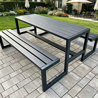 Tables de pique-nique d'extérieur en gros pour usine, en bois PS et métal, pour restaurant, table et chaises d'extérieur, ensemble table et banc de patio
