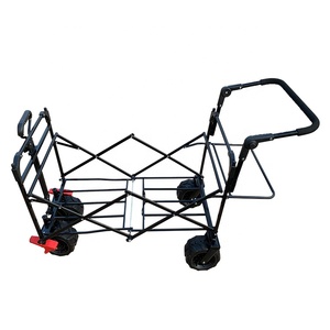 Carrello da Spiaggia in Metallo di Alta Qualità con Ruote Grandi, Carrello Pieghevole <span class=keywords><strong>a</strong></span> Quattro Ruote con Tettuccio, Struttura Personalizzabile OEM - Product Image 6