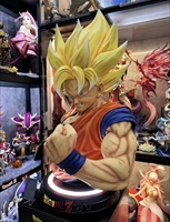 Estatua de Busto de Goku Super Saiyan de Dragon Ball Z, Tamaño Real 1:1, Alta Calidad, Resina y Fibra de Vidrio, Figura Coleccionable de Anime, Decoración