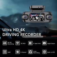 Caméra embarquée mobile 360° pour véhicule, enregistreur vidéo DVR, Wifi 5G, GPS, caméra avant et arrière, 4 canaux, caméra de tableau de bord 4K, mode sentinelle 24h/24