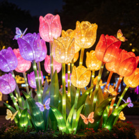 Farol de Jardín con Forma de Tulipán Grande Personalizado, LED, Impermeable, para Exteriores