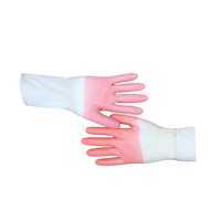Gants de ménage en PVC OEM 30 cm, paume alvéolée antidérapante, bord roulé, imperméables, réutilisables, pour le nettoyage de la cuisine et la vaisselle